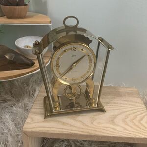Vintage Schatz 8 Day Carriage Style Metal & Plastic Clock Moving Gear Mechanism